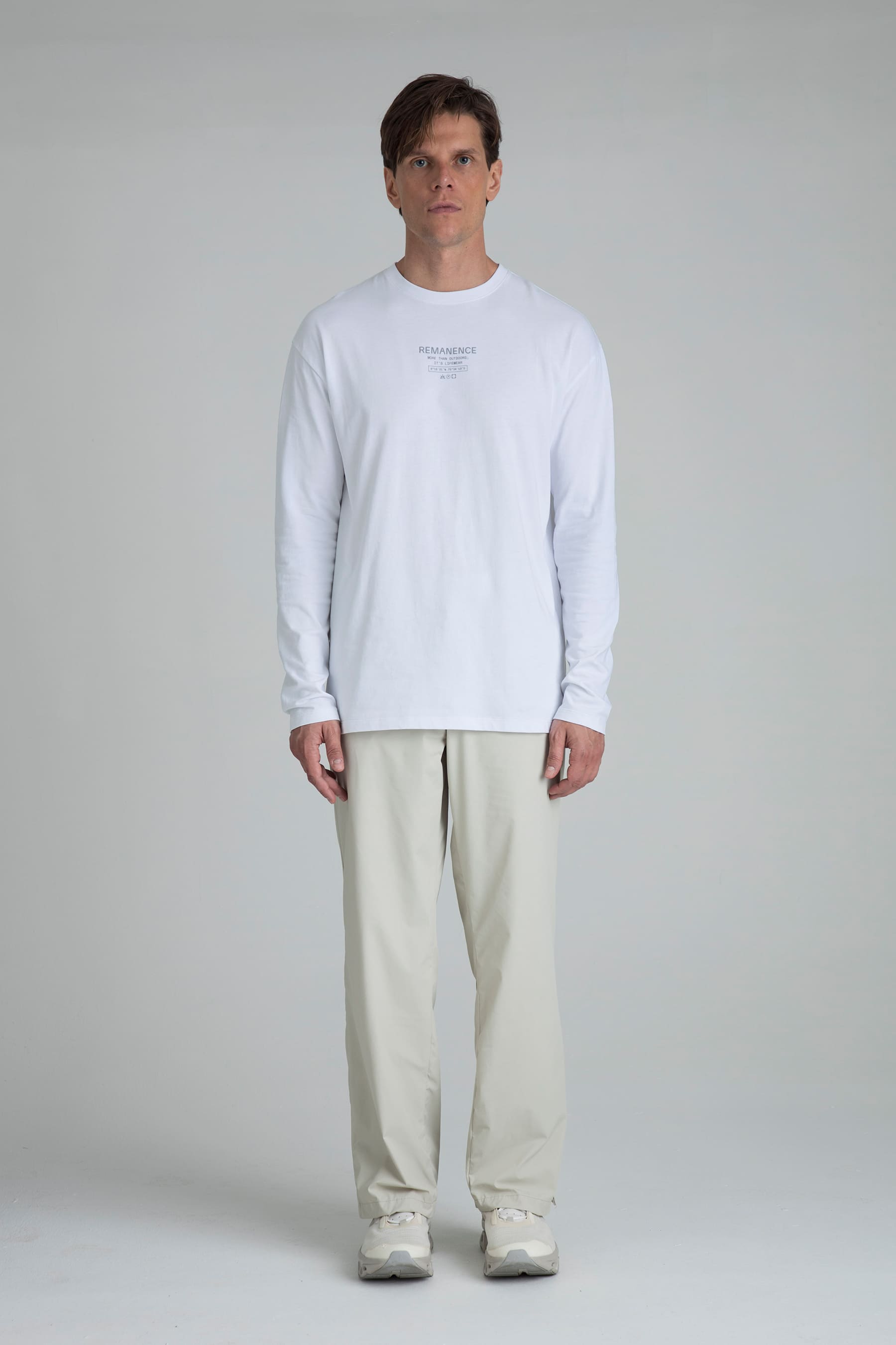 Camiseta blanca para hombre manga larga regular fit Raw