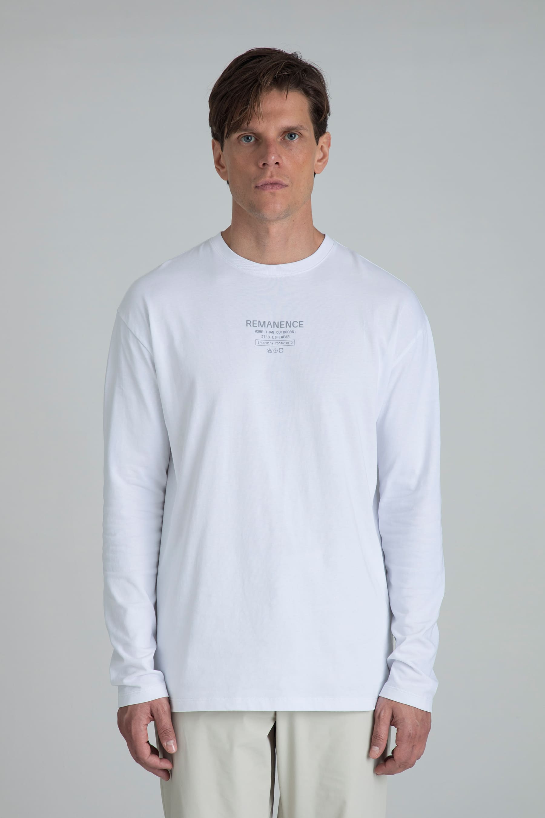 Camiseta blanca para hombre manga larga regular fit Raw