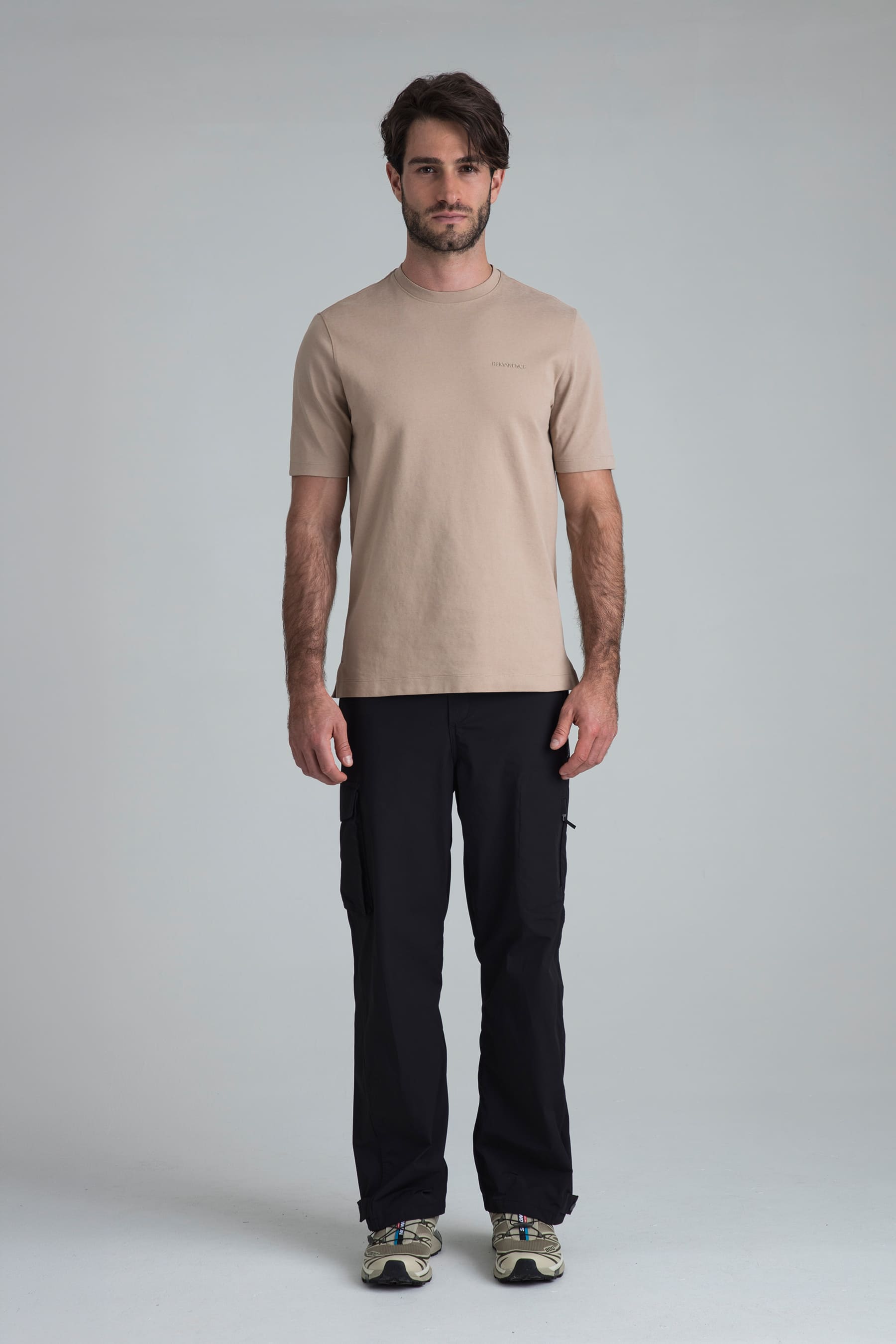 Camiseta café claro para hombre semi fitted