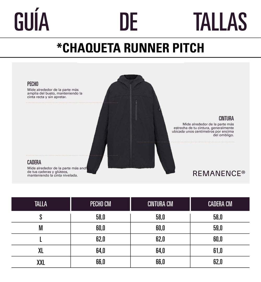 Tabla de medidas: Chaqueta de running para hombre