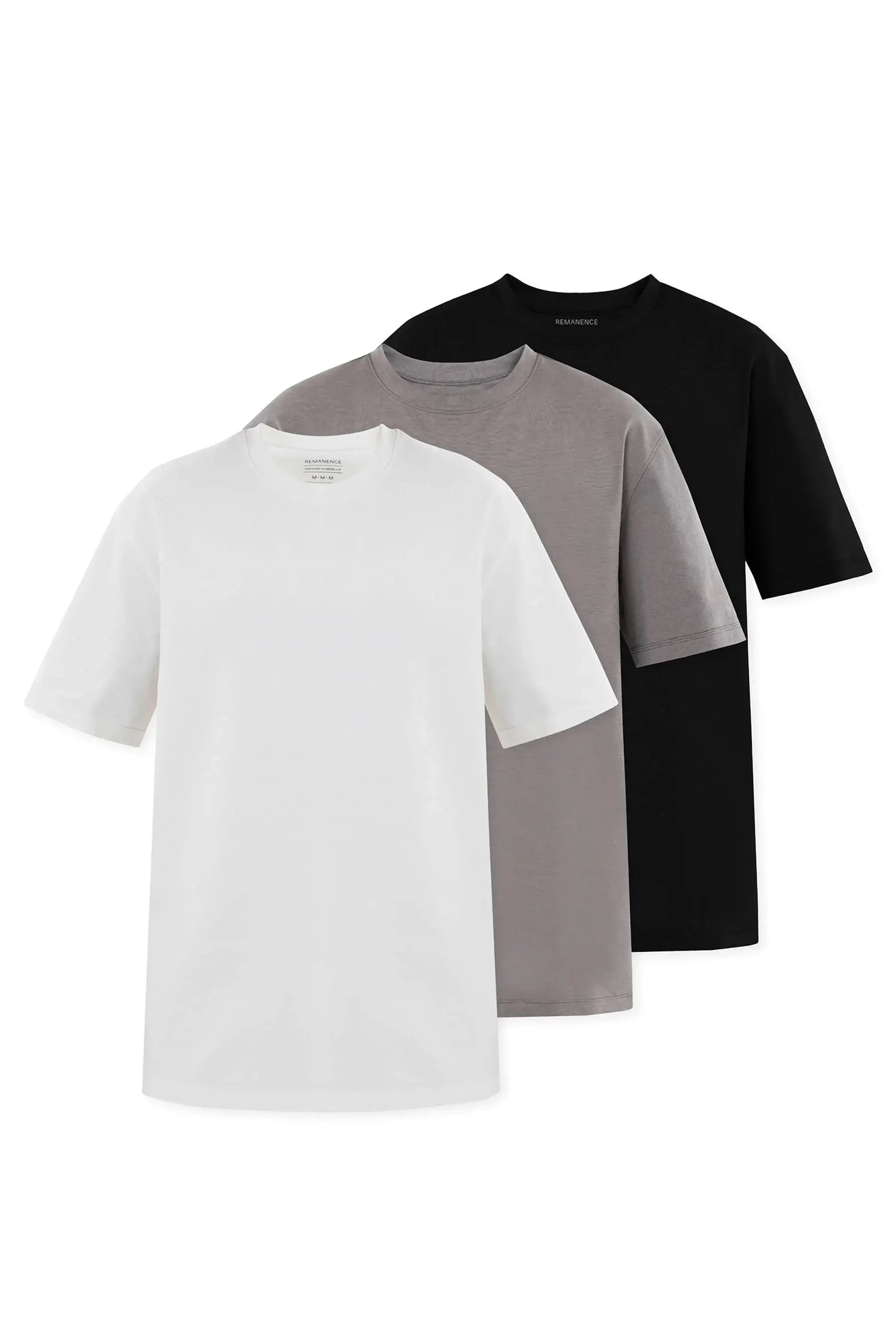 Camiseta negra gris y blanca hombre multipack fit Cling Remanence