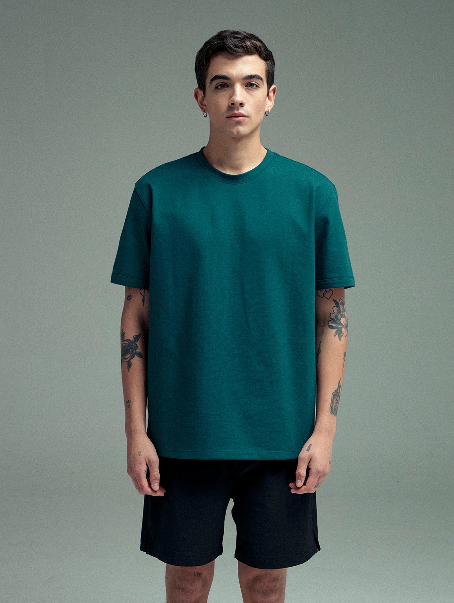 Camiseta verde marino para hombre fit Cling Remanence