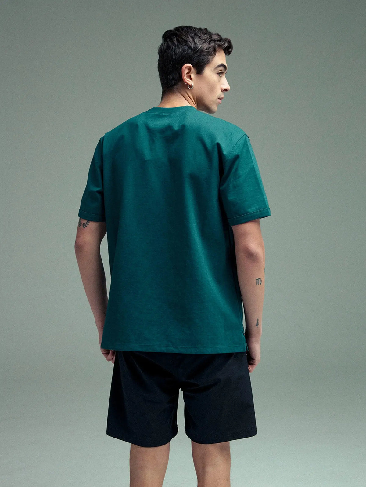 Camiseta verde marino para hombre fit relajado Cling