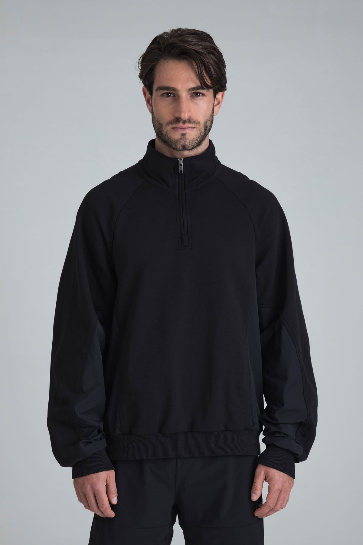 Buzo cuello alto con media cremallera negro para hombre regular fit Shadow