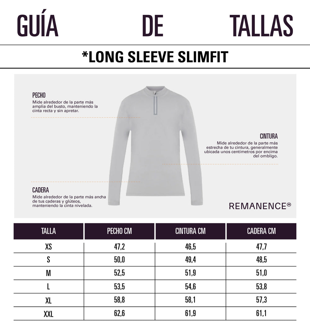 Tabla de medidas: Camiseta manga larga slim fit para hombre