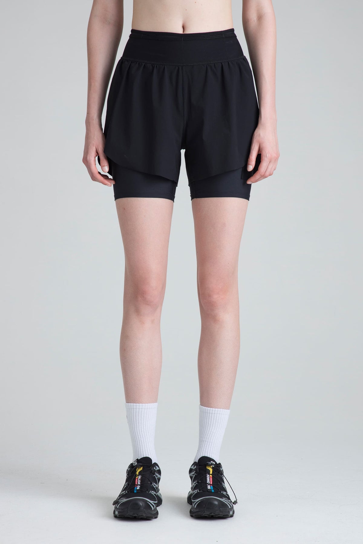 Shorts deportivos negros con biker interno para mujer Span