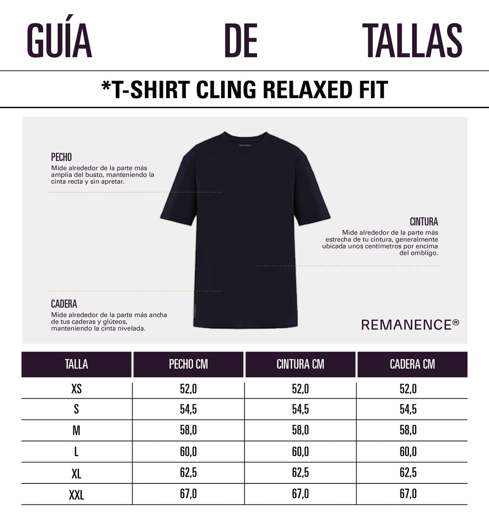 Tabla de medidas: Camisetas fit relajado para hombre