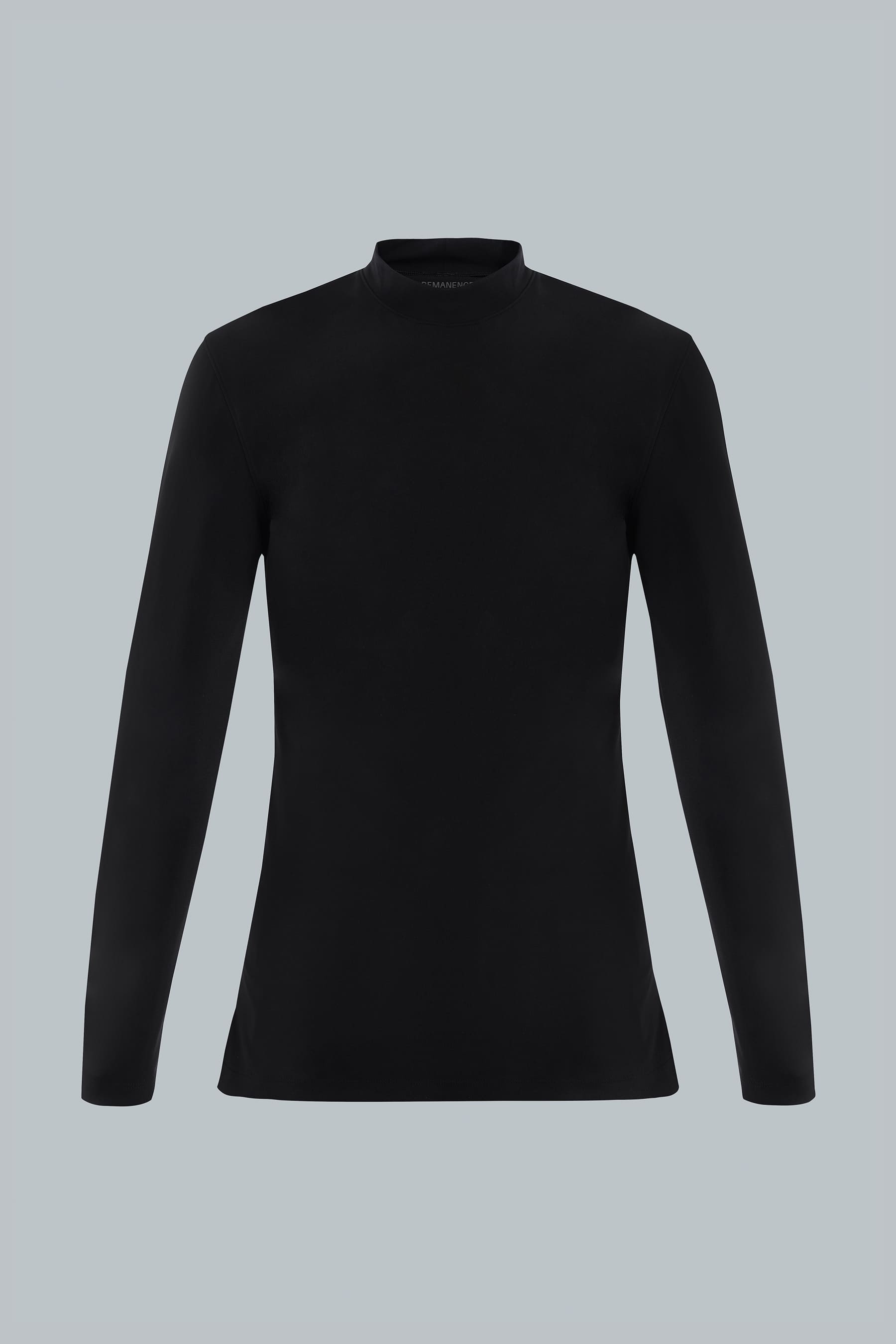 Camiseta negra para hombre Gauss cuello alto vista frontal