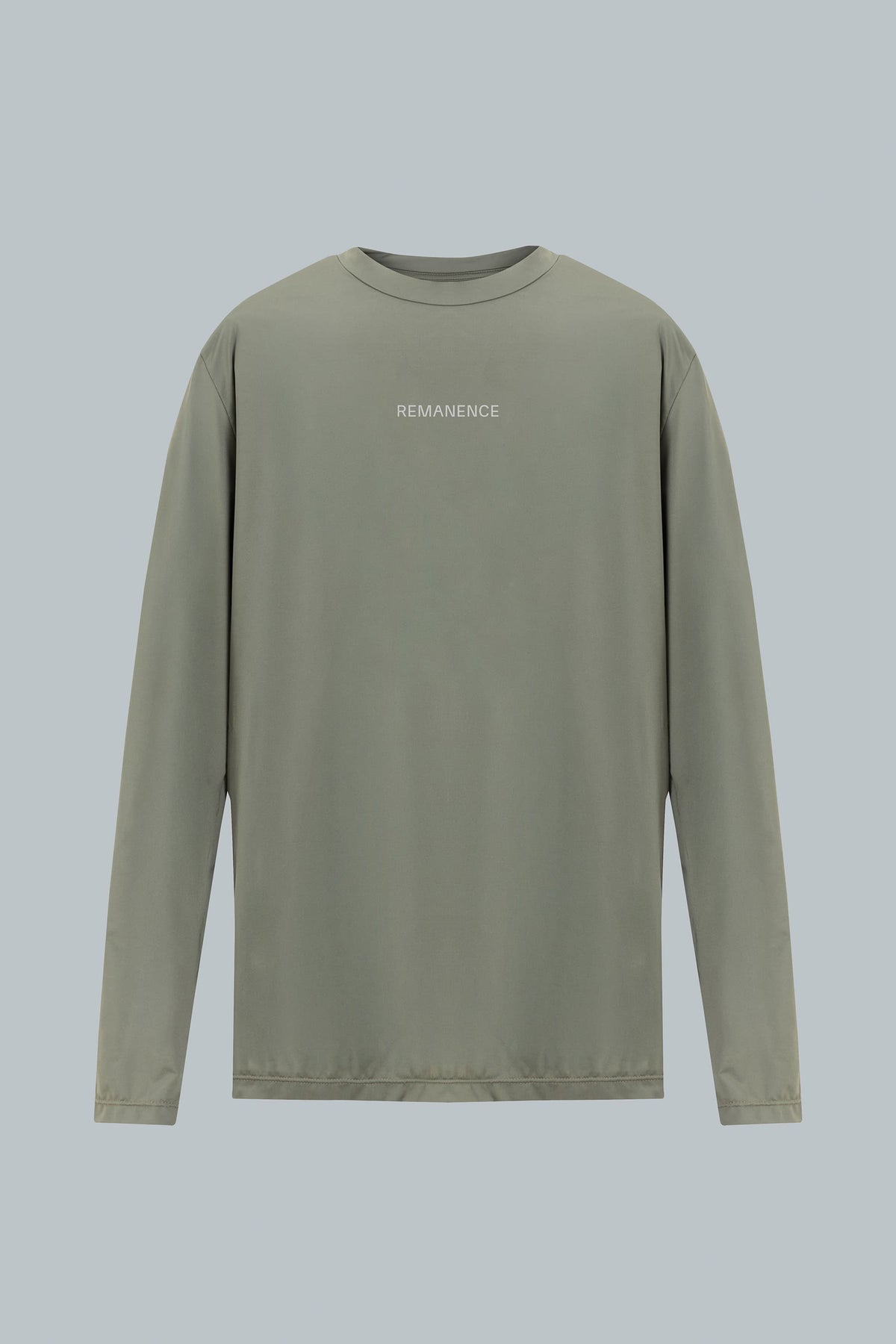 Camiseta deportiva verde oliva manga larga cuello redondo Remain