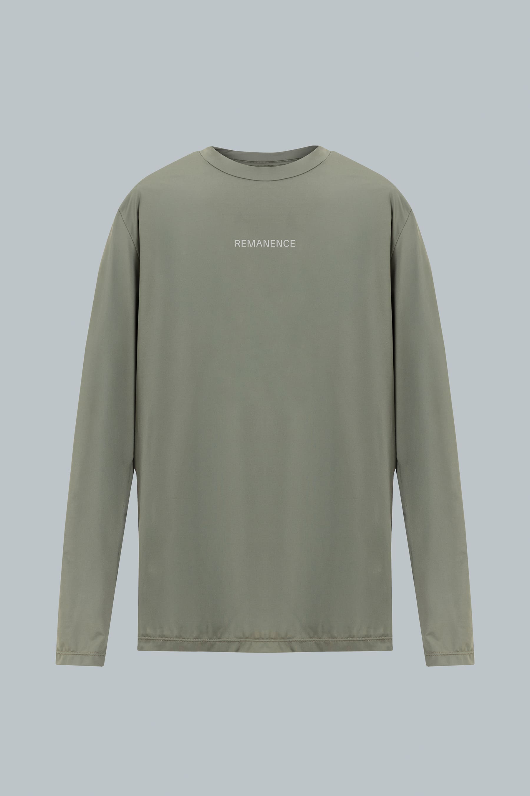 Camiseta deportiva verde oliva manga larga cuello redondo Remain