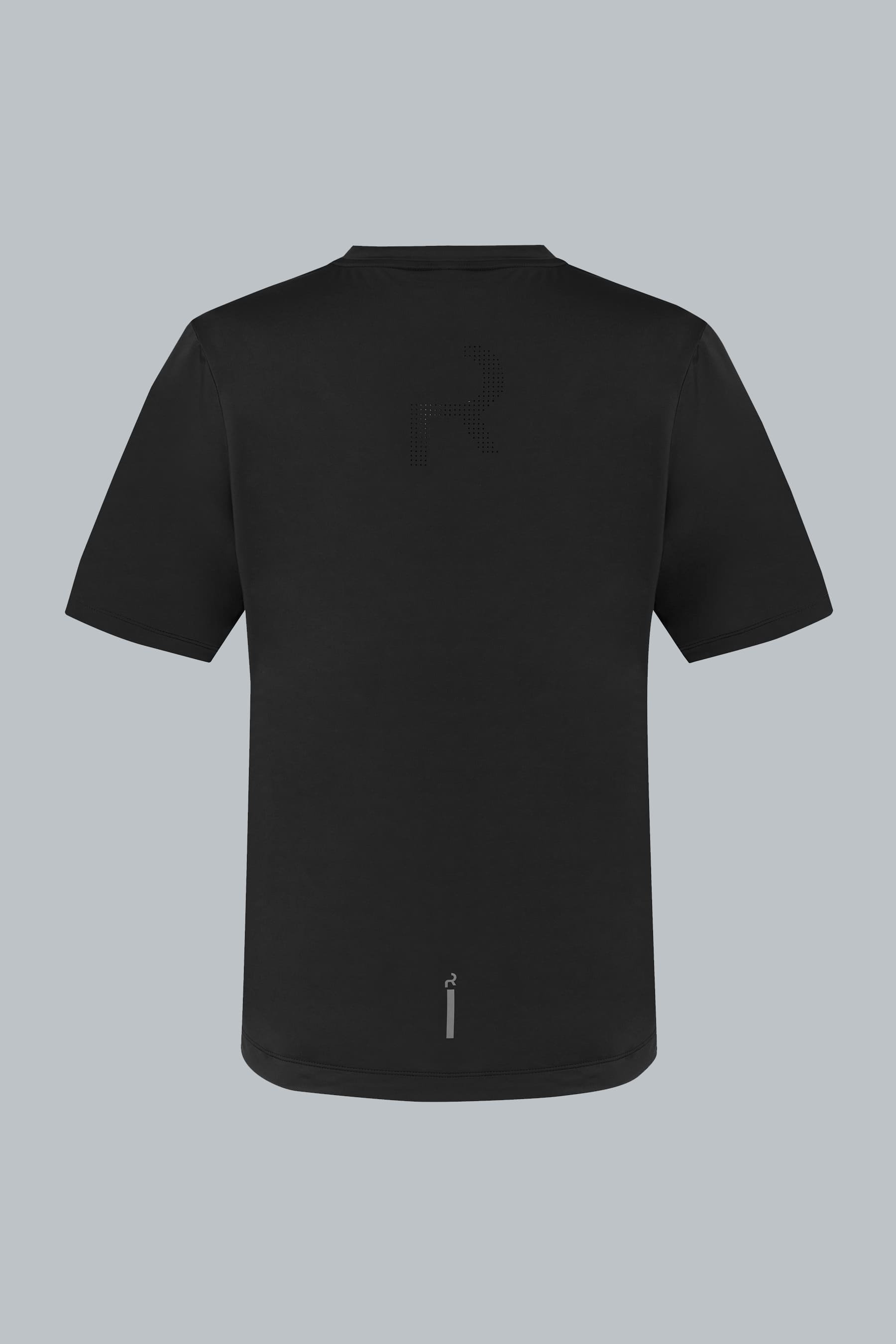 Camiseta deportiva negra para hombre Wave semifitted vista posterior