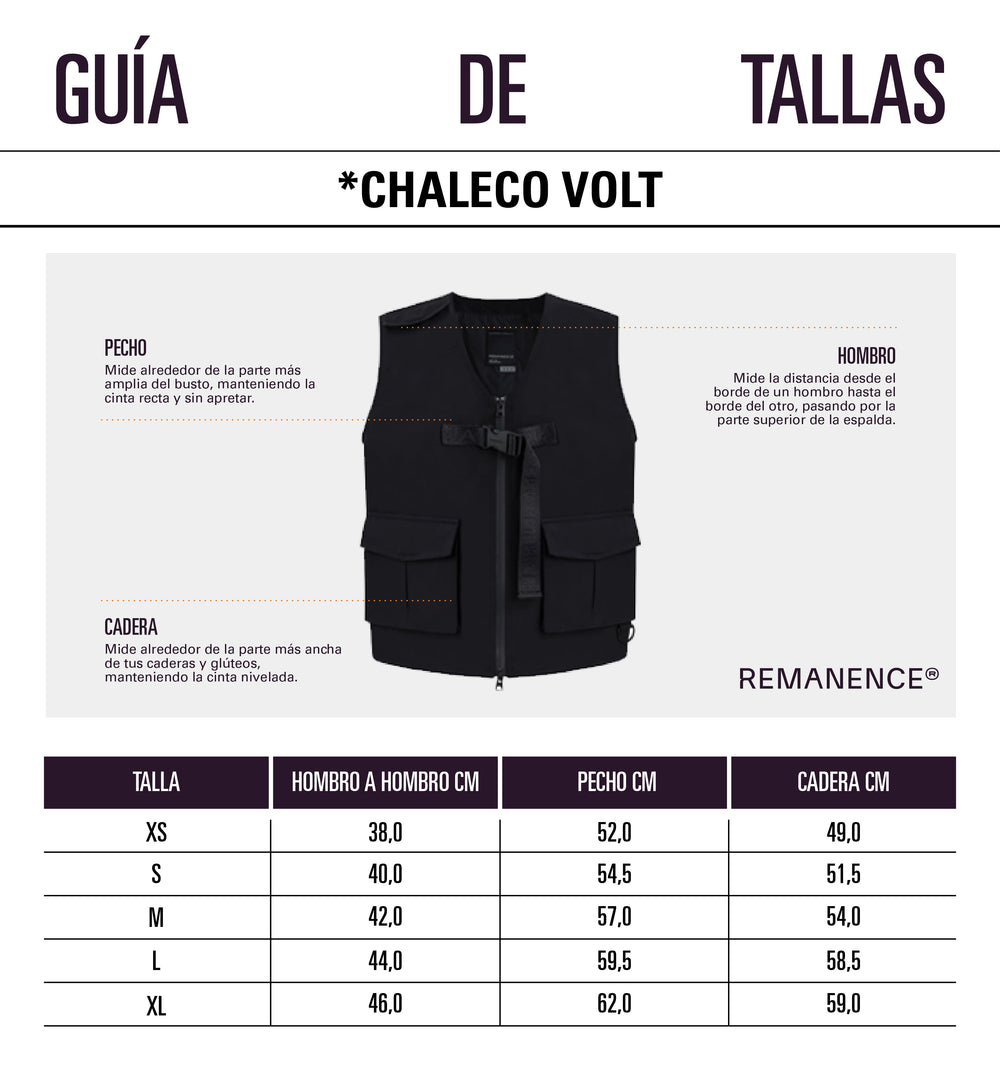 Tabla de medidas: Chaleco para hombre