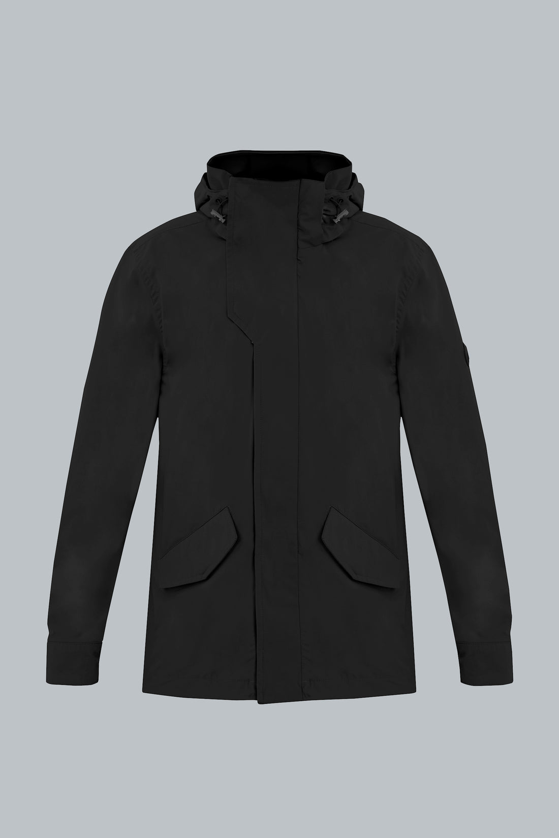 Chaqueta negra con capucha removible para hombre Holmium
