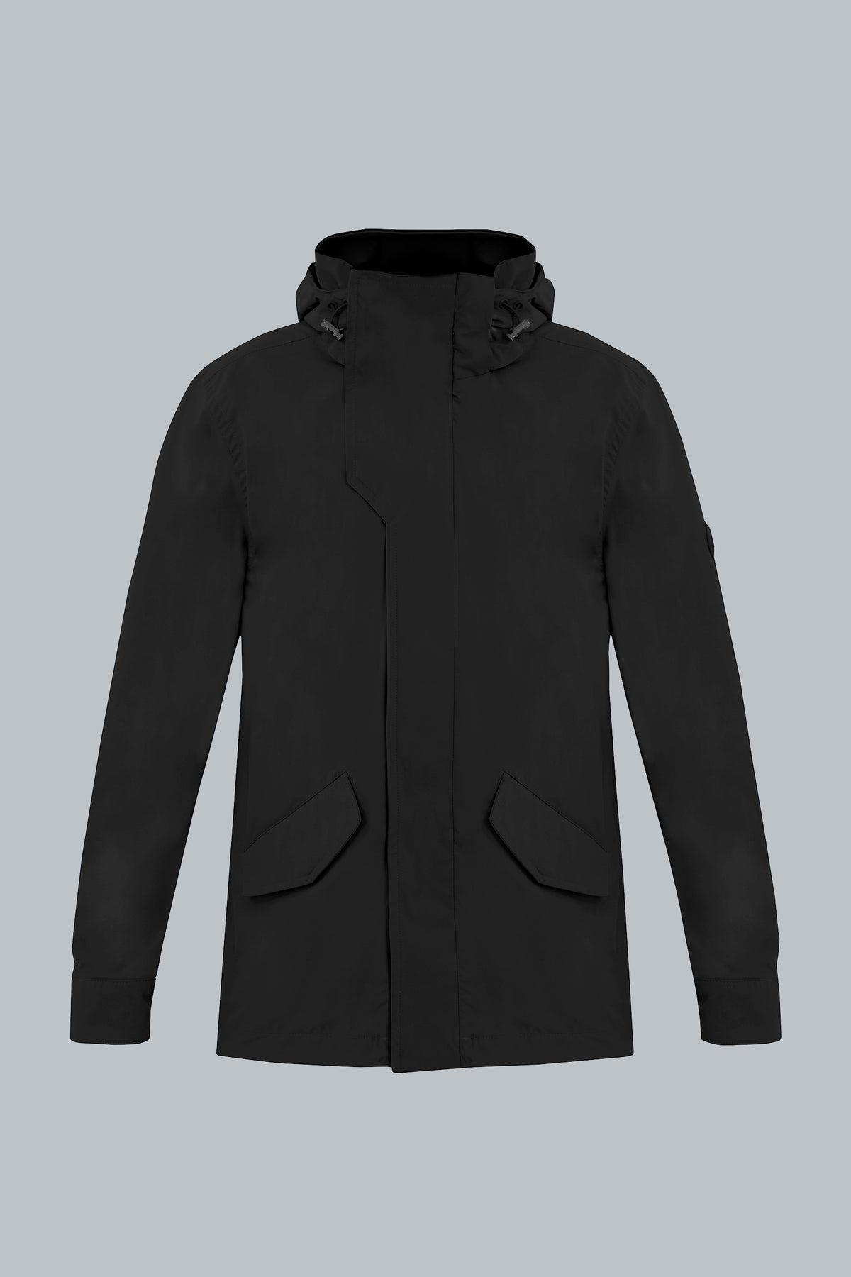 Chaqueta negra con capucha removible para hombre Holmium