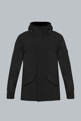 Chaqueta negra con capucha removible para hombre