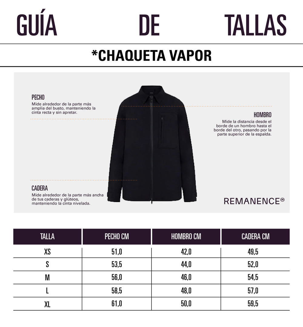 Tabla de medidas: Chaquetas semi fitted para hombre