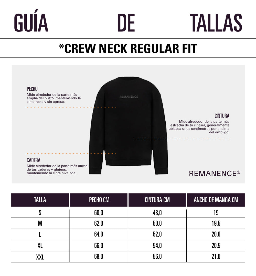 Tabla de medidas: Buzos cuello redondo para hombre