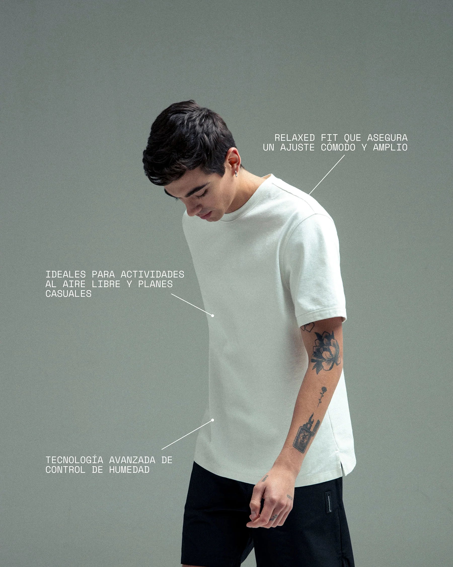 Camiseta blanca para hombre fit Cling Remanence 