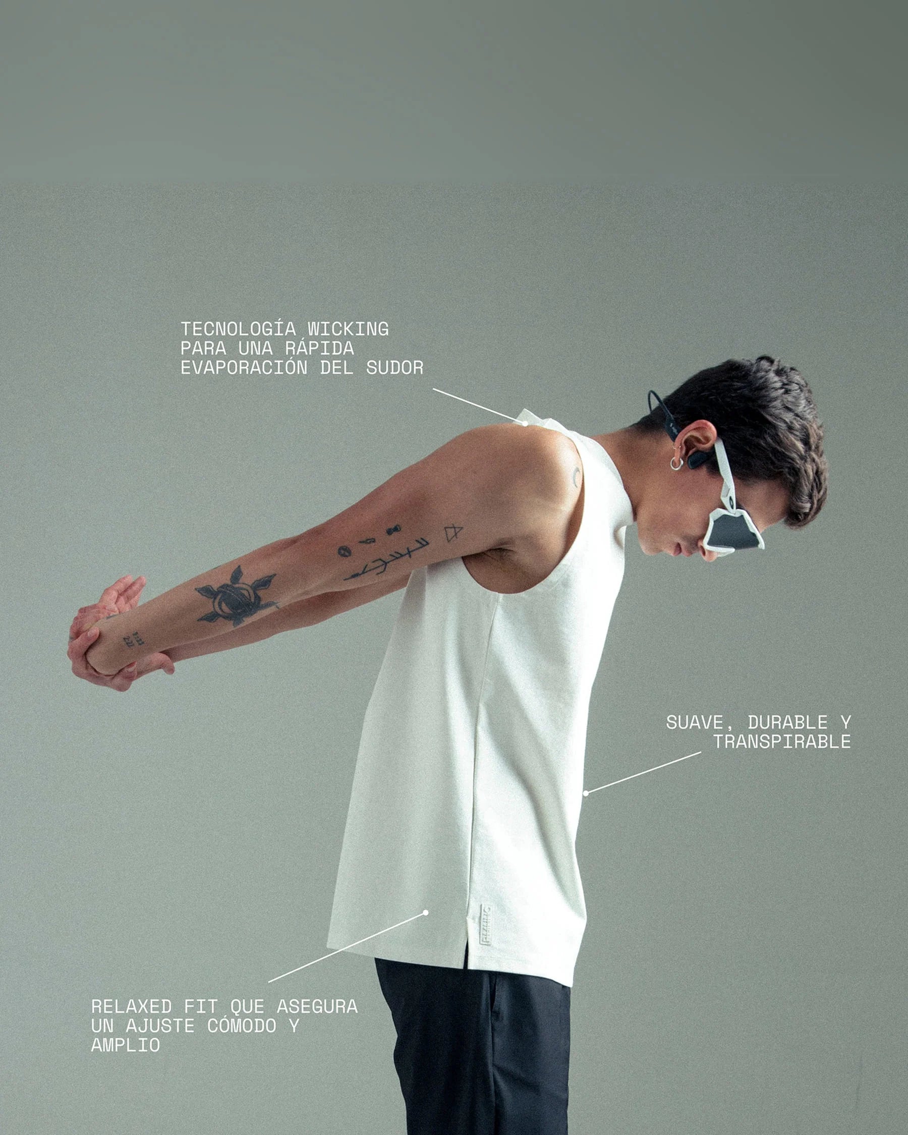 Camiseta blanca sin manga para hombre Cobalt Remanence 