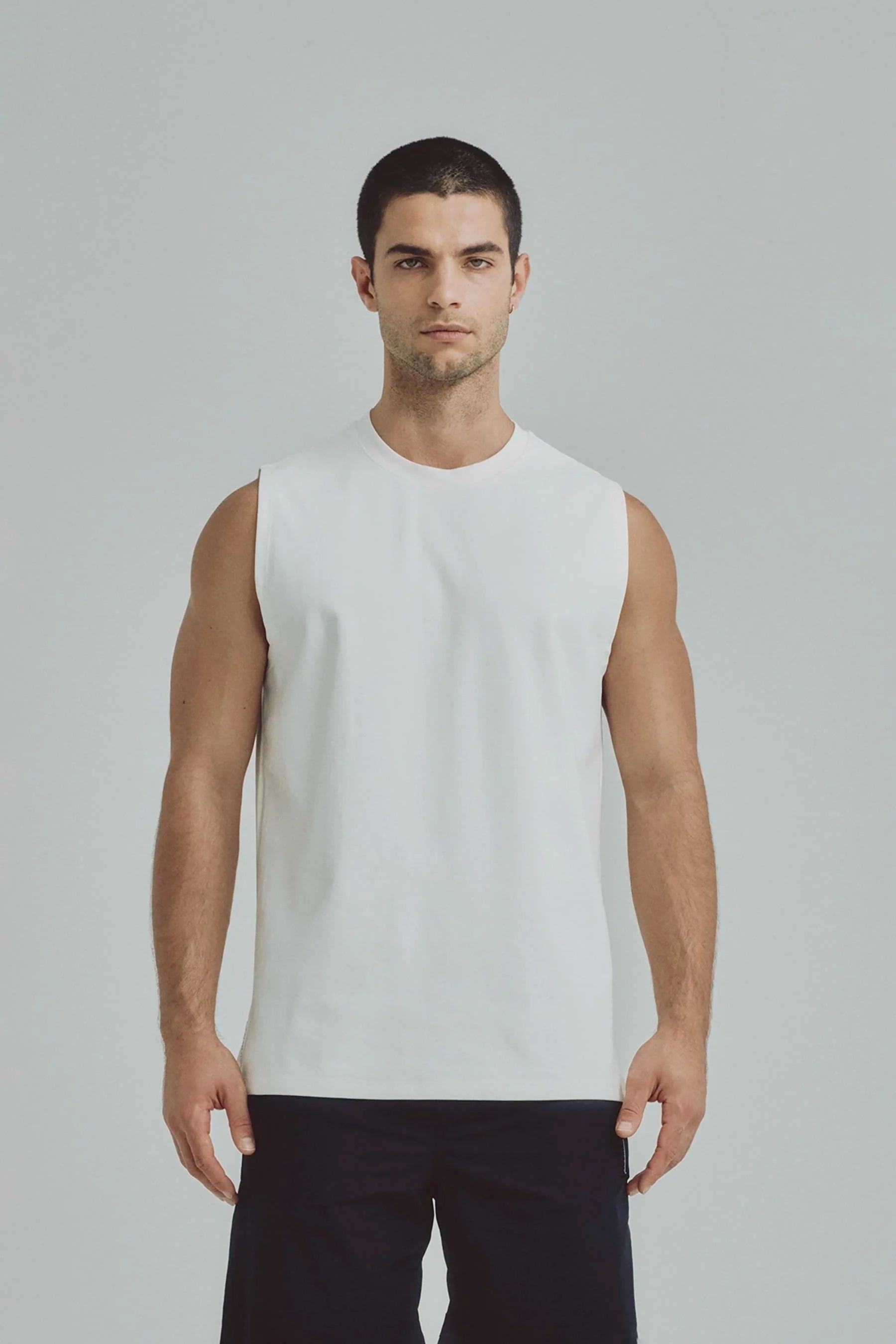 Camiseta blanca sin manga para hombre Cobalt Remanence 
