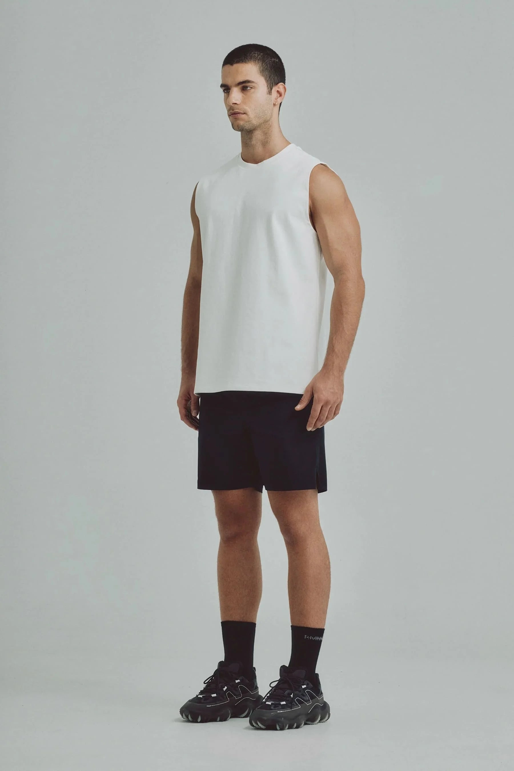 Camiseta blanca sin manga para hombre Cobalt Remanence 