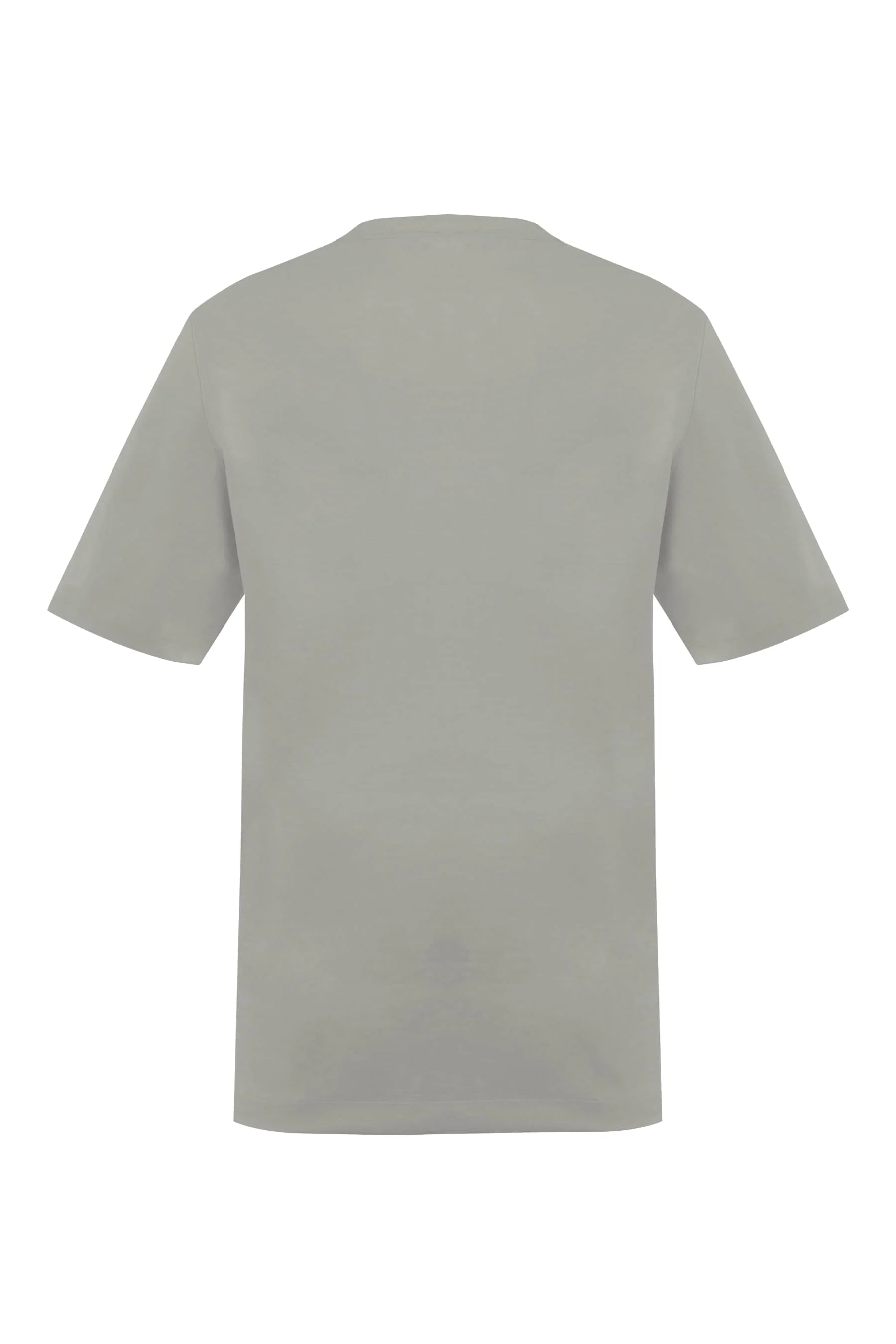 Camiseta gris claro para hombre semi fitted vista trasera.