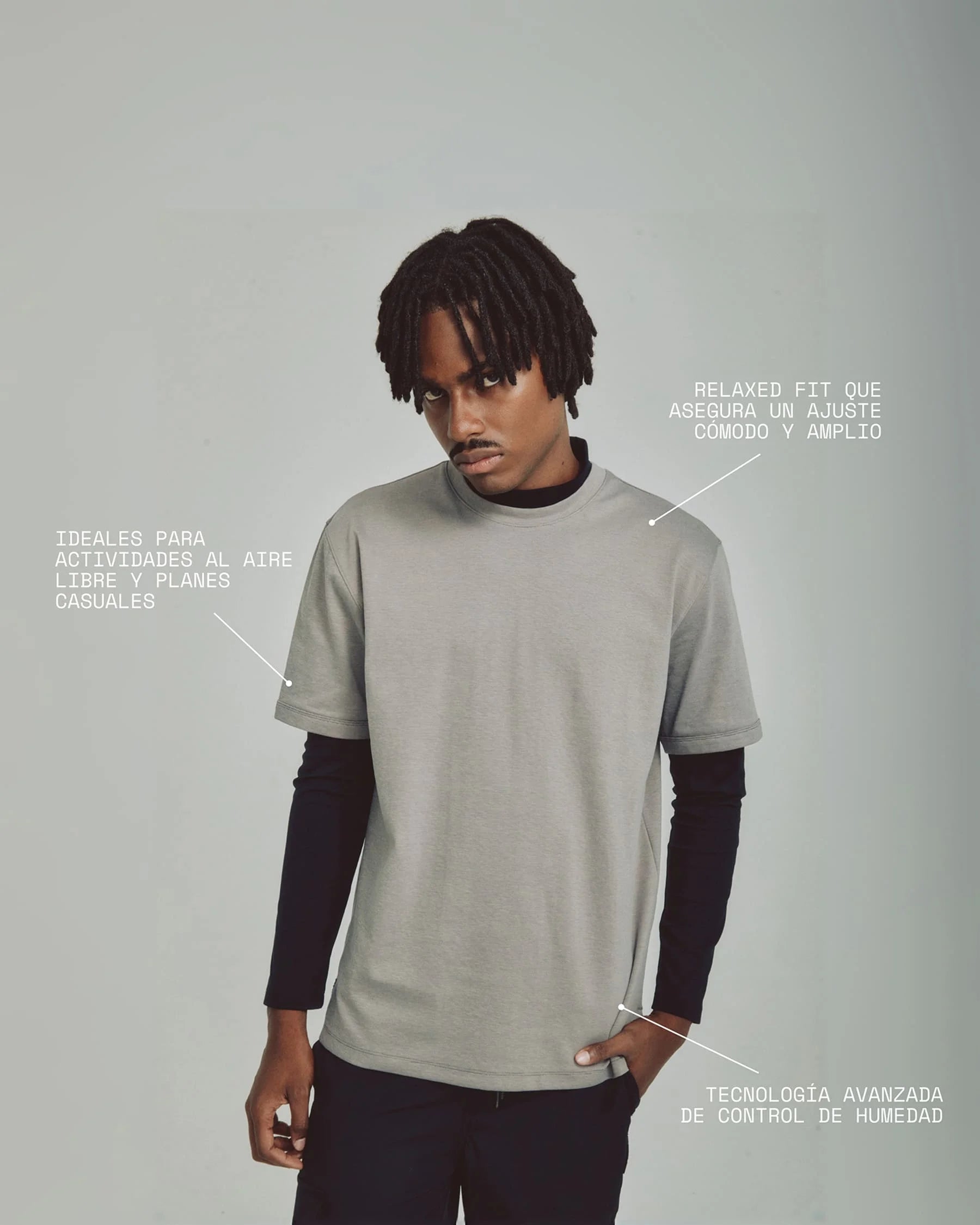 Camiseta gris para hombre fit Cling Remanence 