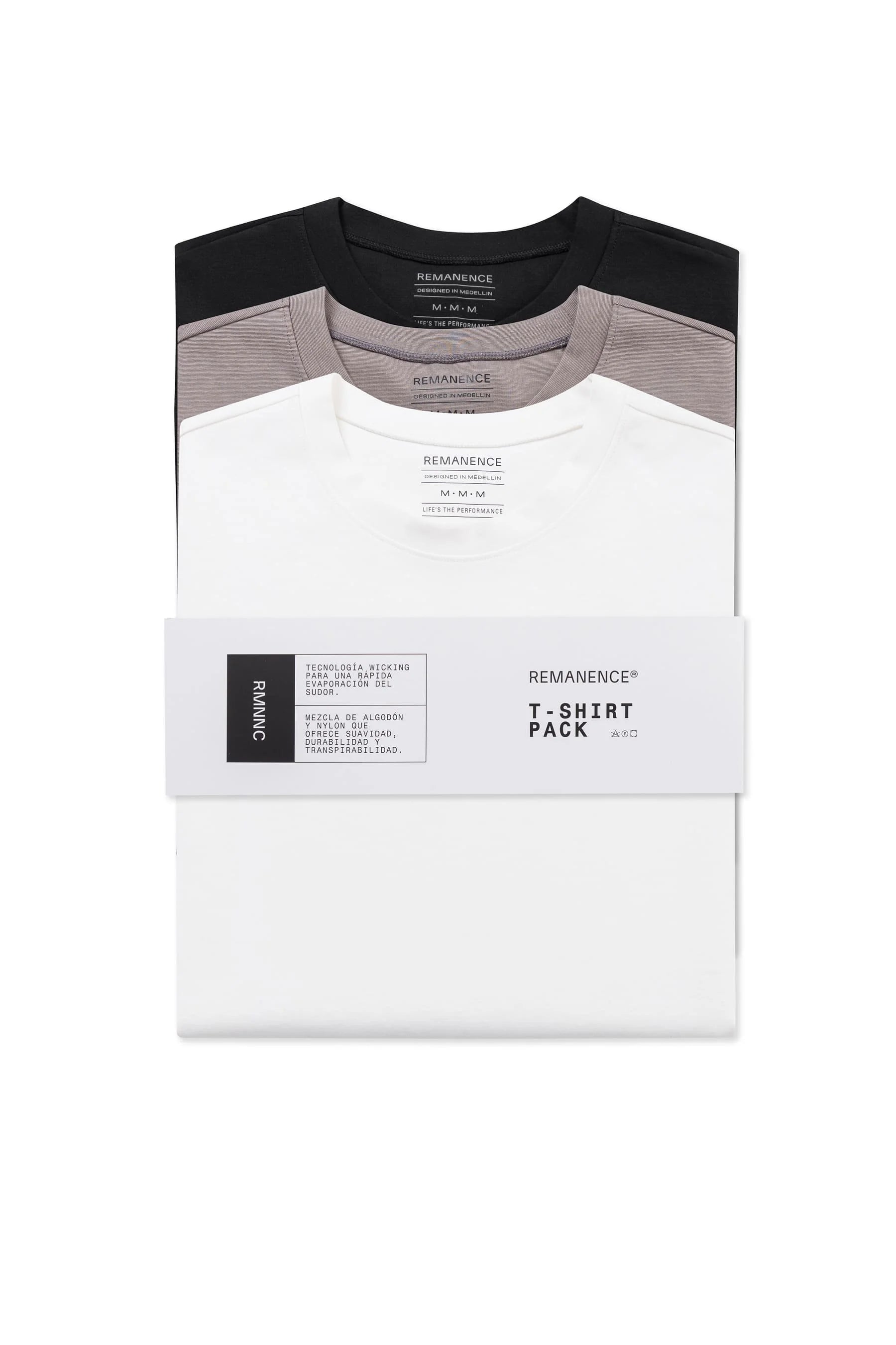 Camiseta negra gris y blanca hombre multipack  fit Cling Remanence 