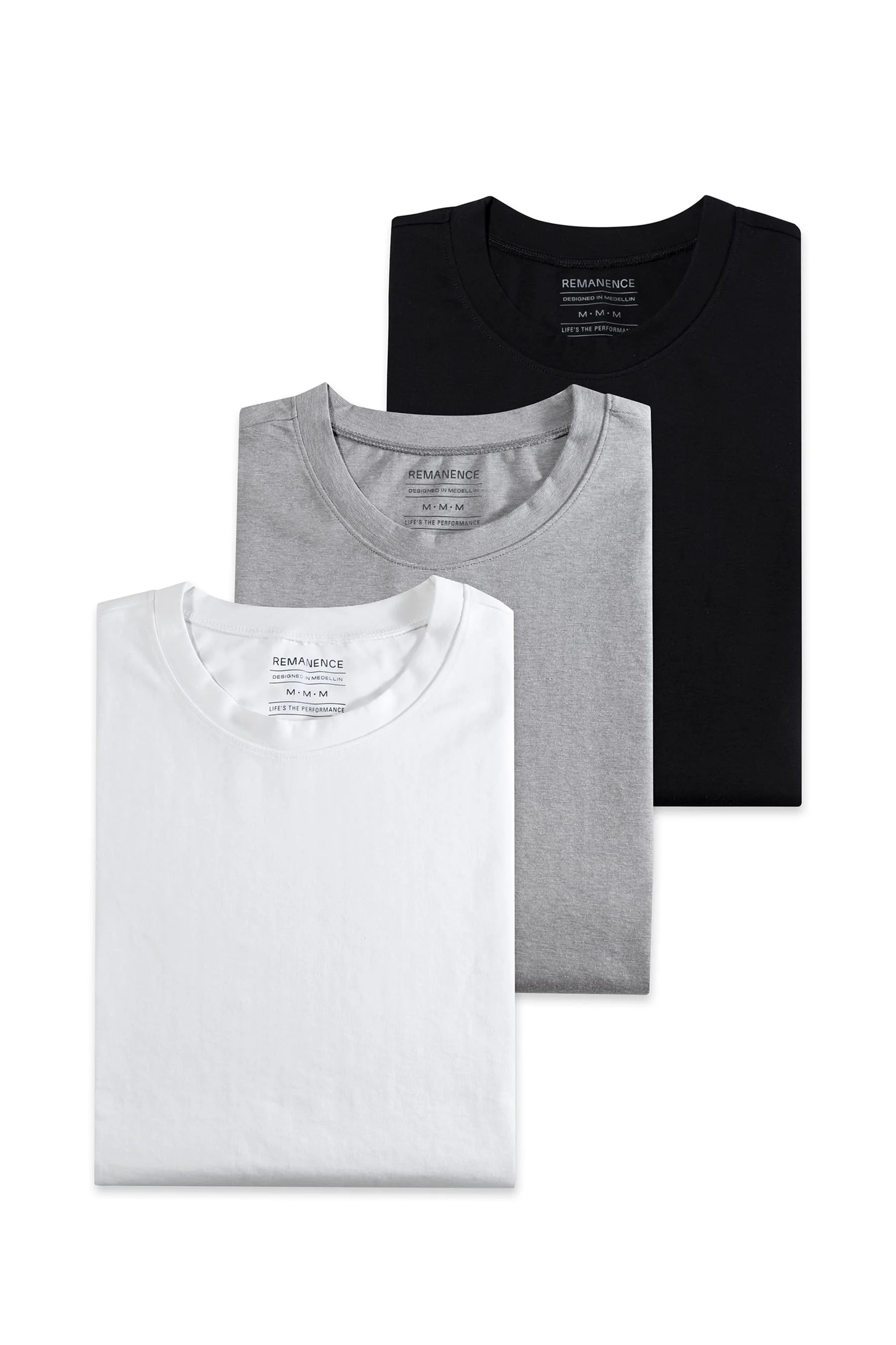 Camiseta negra gris y blanca hombre multipack  fit Cling Remanence 