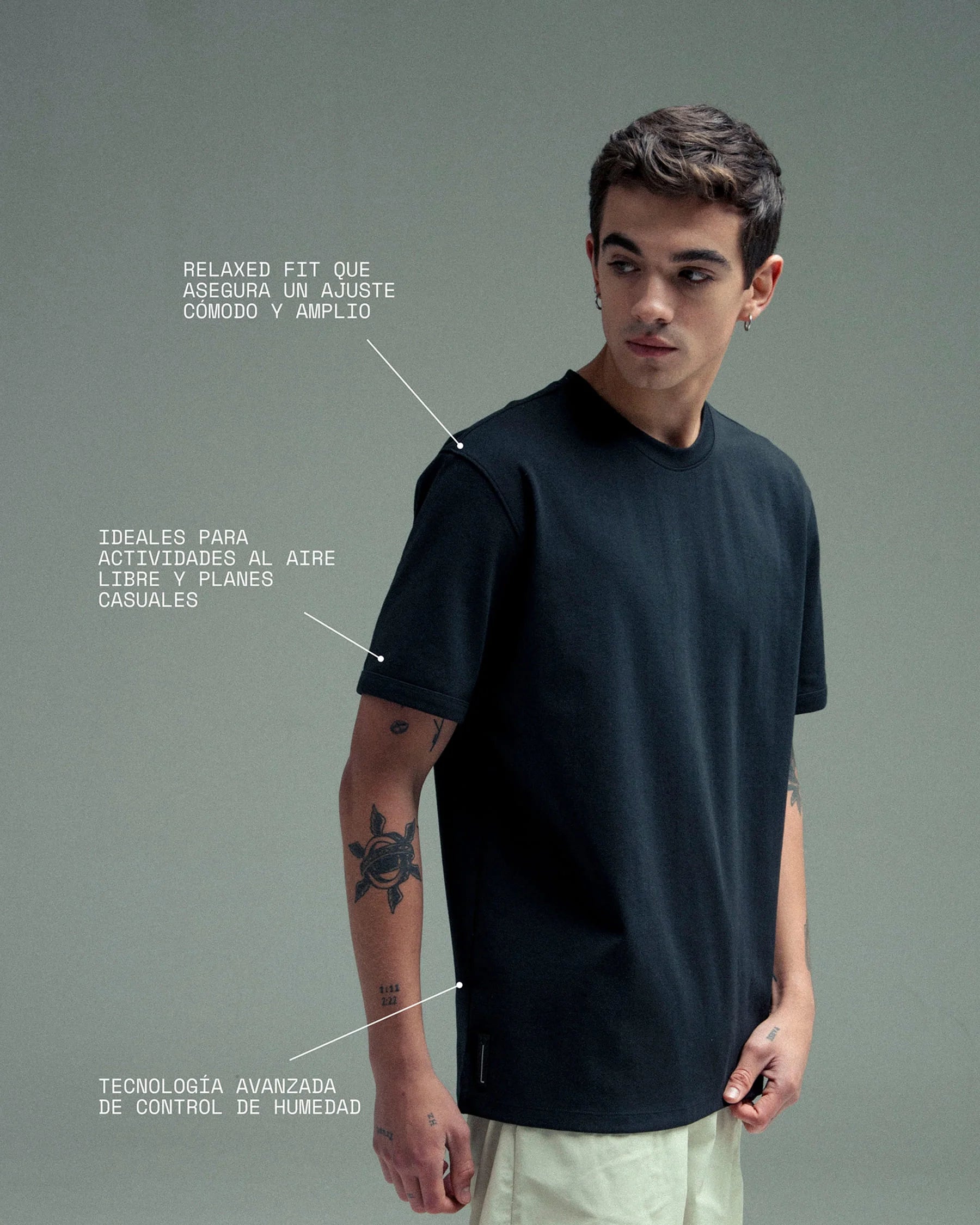 Camiseta negra para hombre fit Cling Remanence 