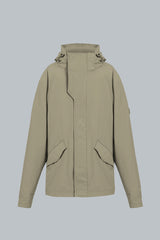 Chaqueta verde oliva con capucha removible para hombre