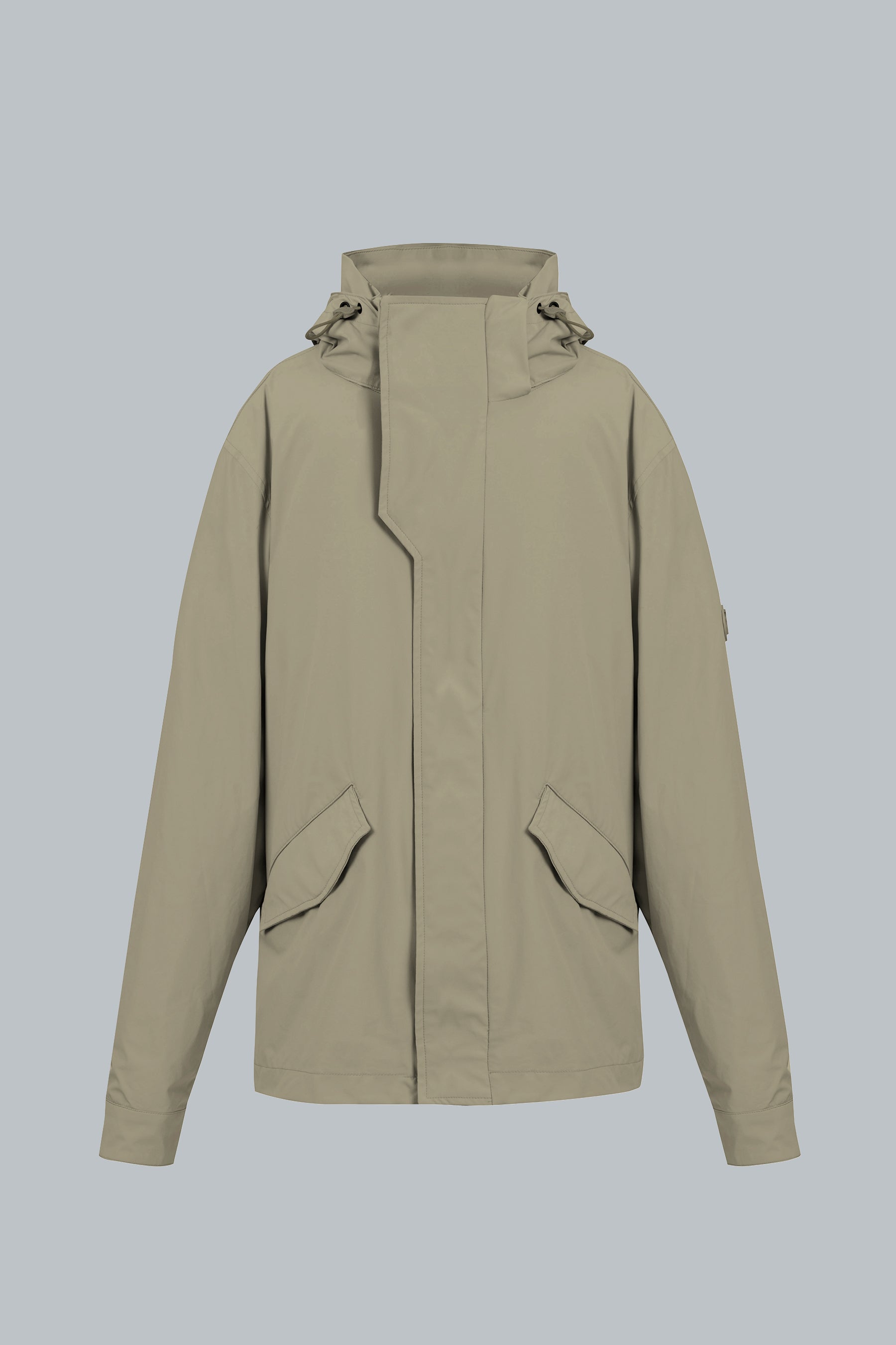 Chaqueta verde oliva con capucha removible para hombre