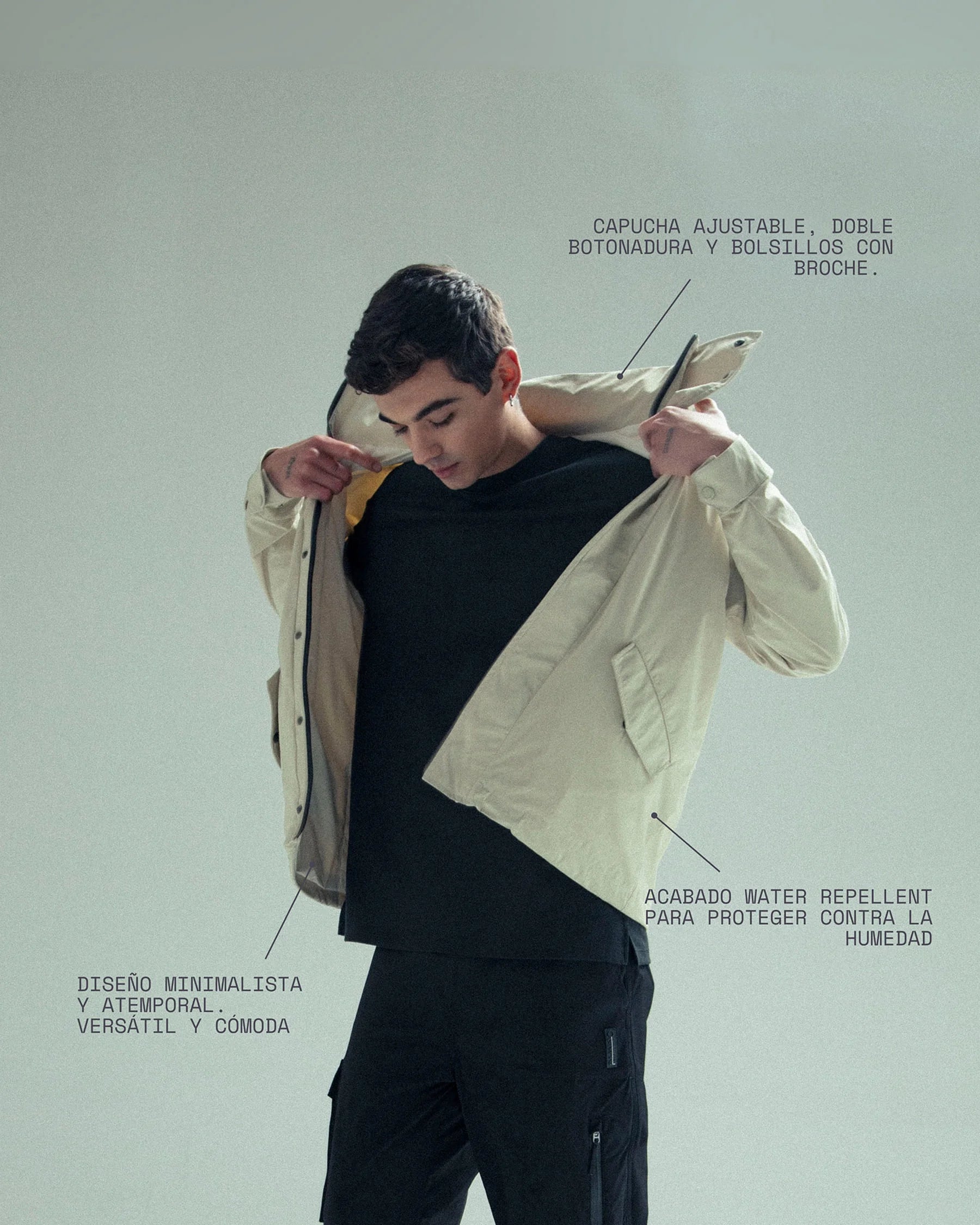 Chaqueta arena para hombre Holmium Remanence