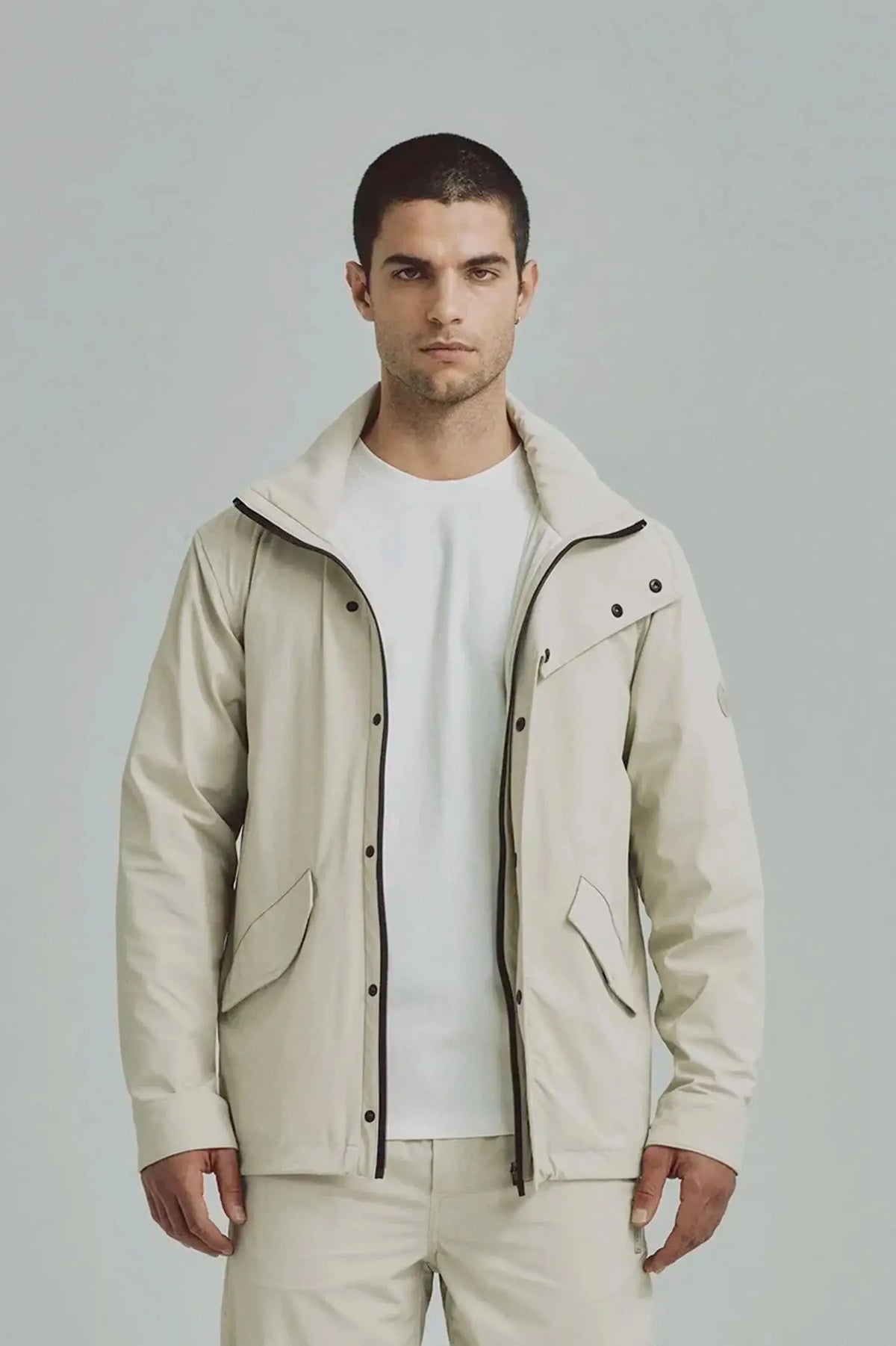 Chaqueta arena con capucha removible para hombre Holmium