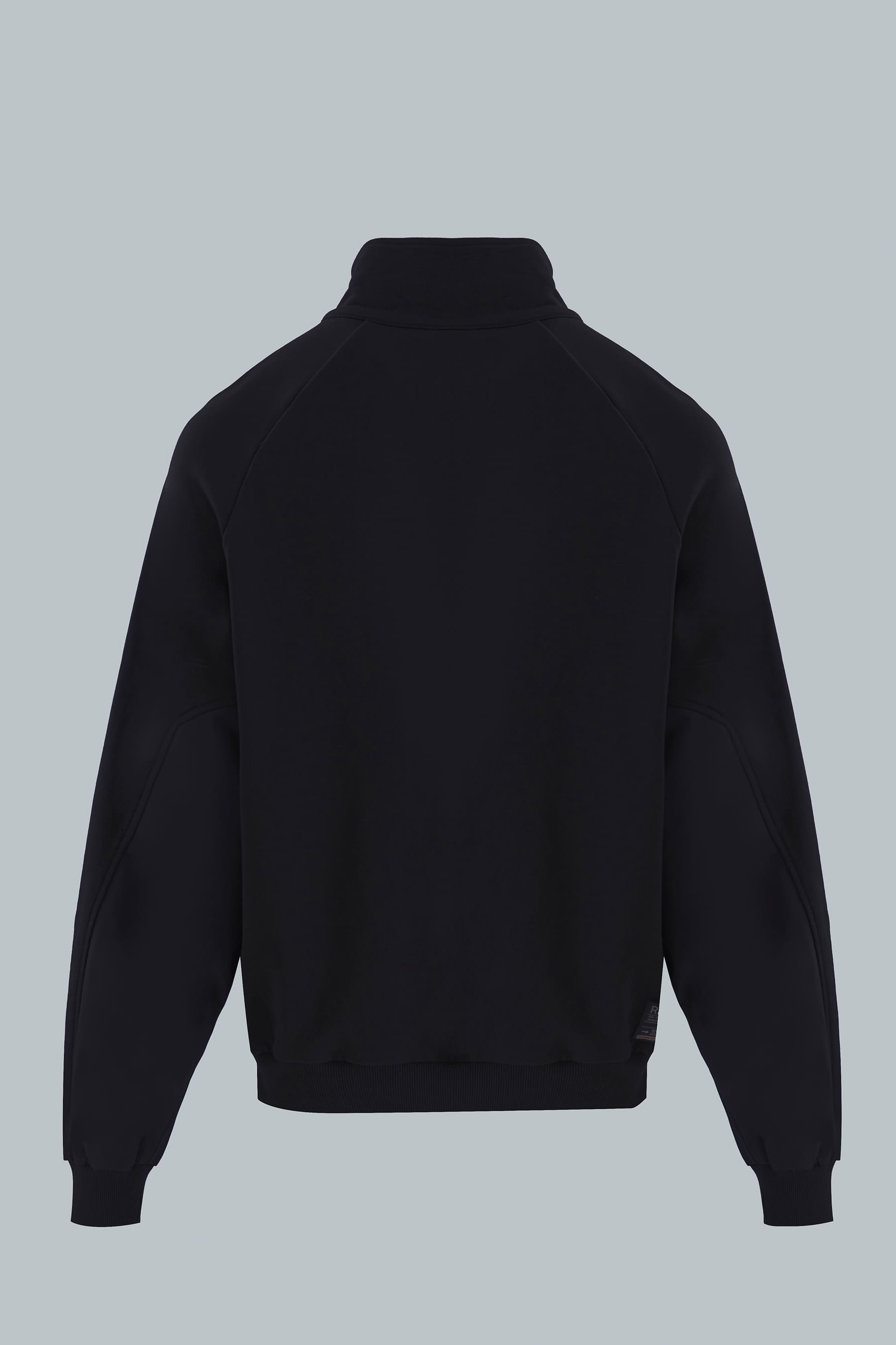 Buzo negro para hombre Shadow cuello alto media cremallera vista posterior