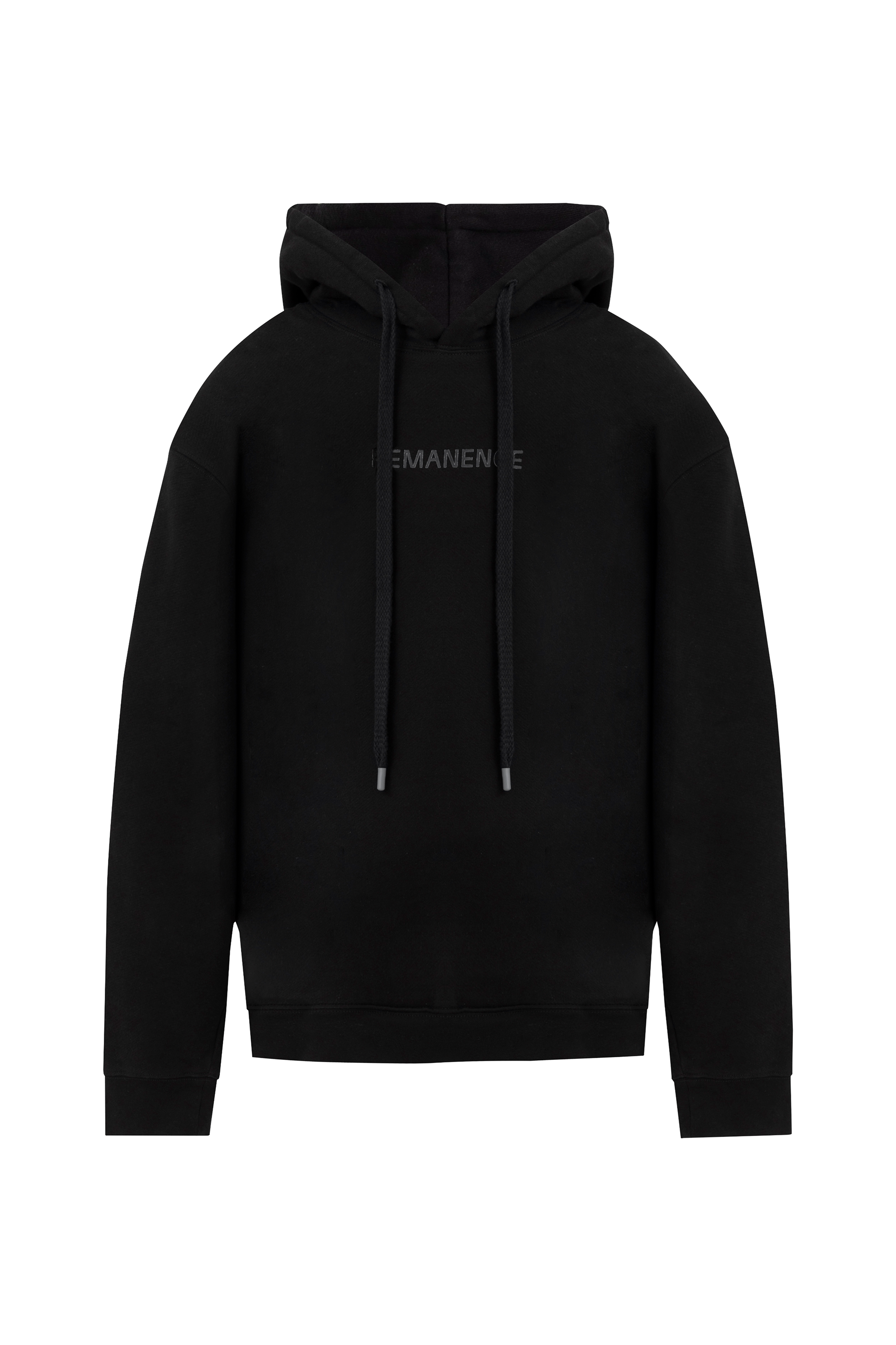 Hoodie Summit negro extendido, vista frontal.