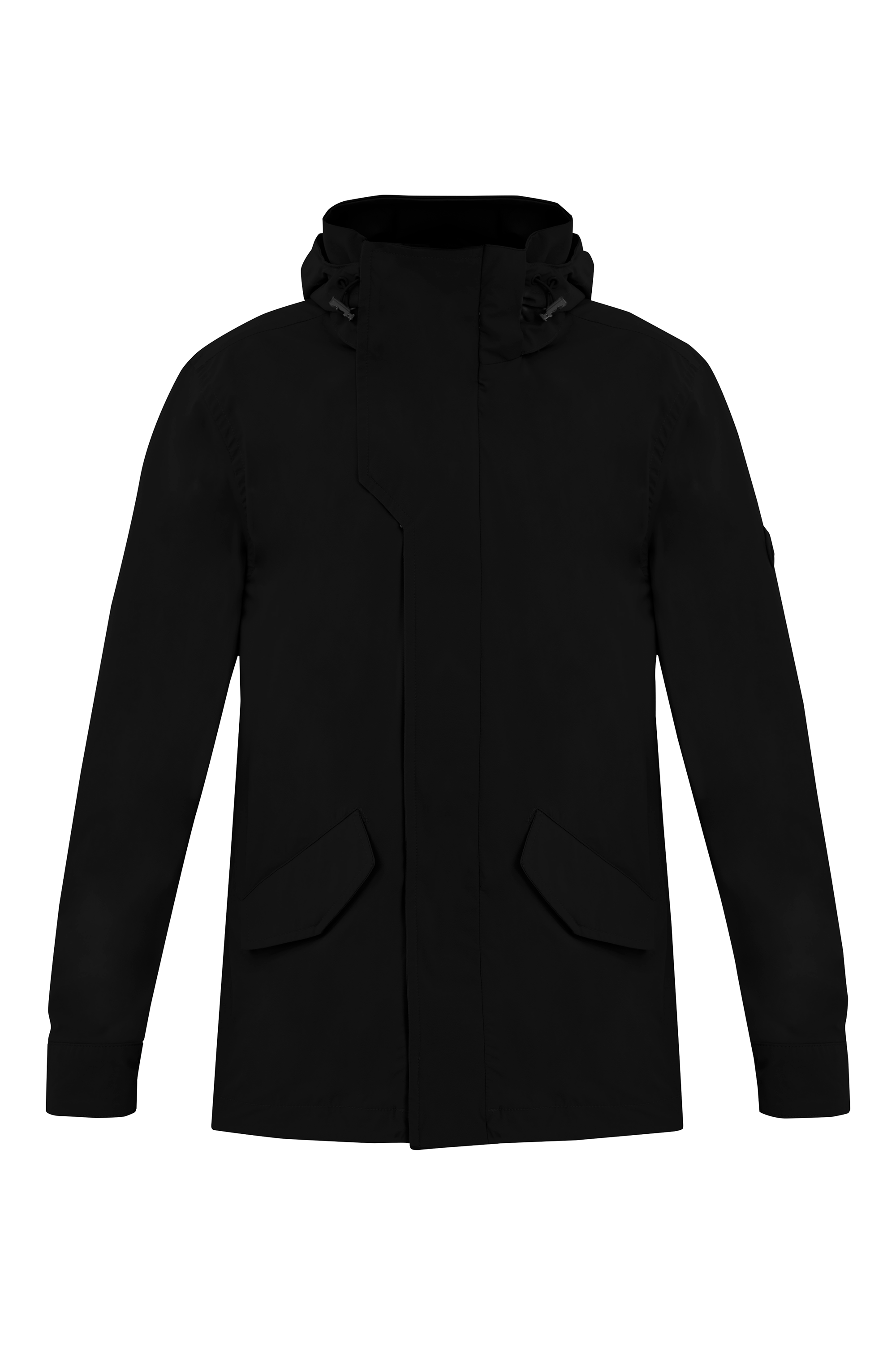 Chaqueta negra con capucha removible para hombre Holmium
