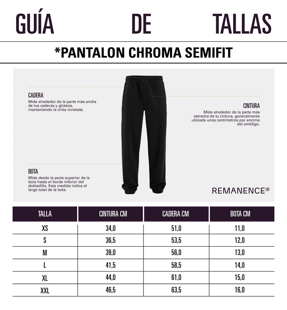 Tabla de medidas: Joggers semi fitted para hombre