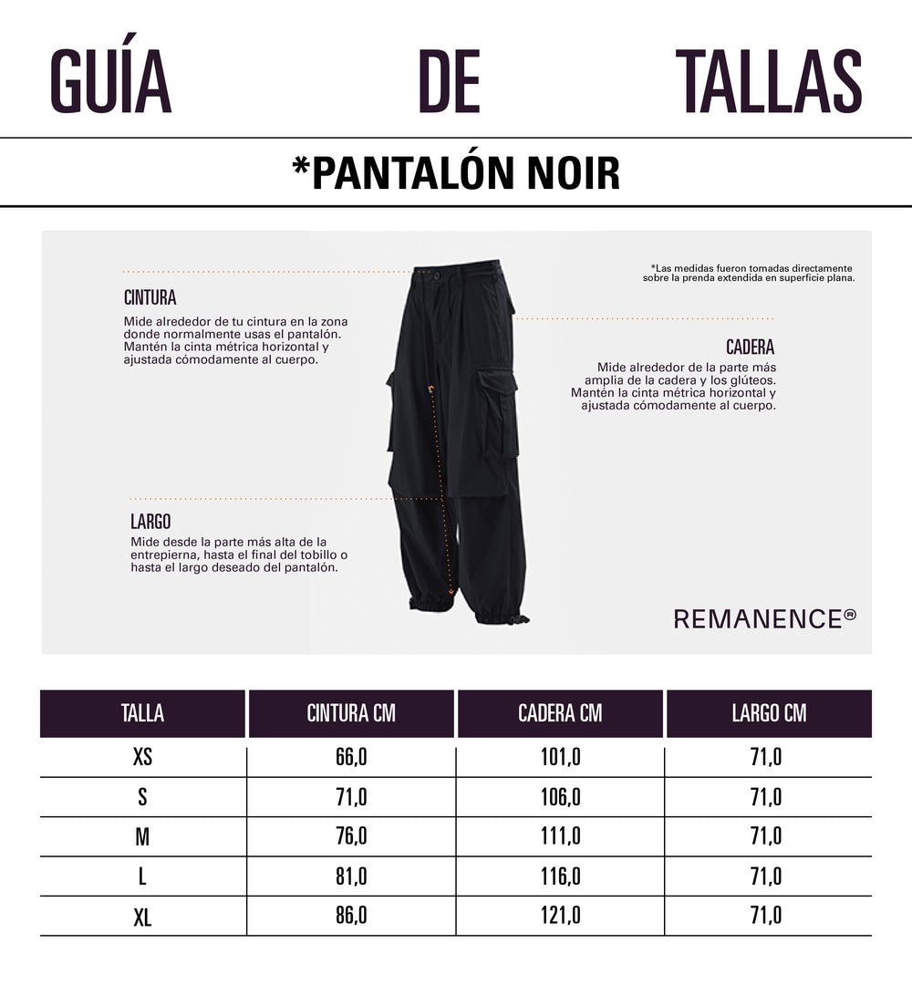Tabla de medidas: Pantalón parachute para mujer