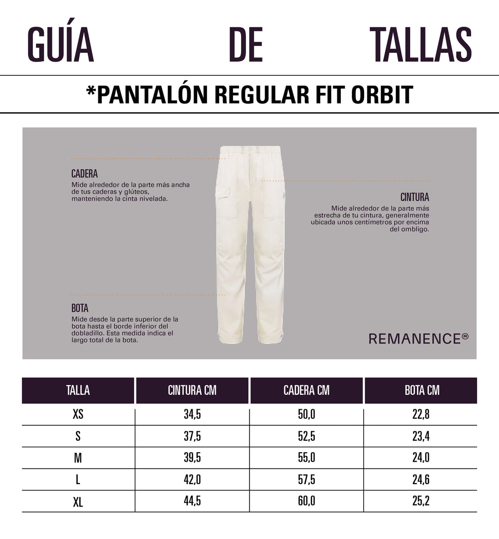 Tabla de medidas: Pantalones semi fitted para hombre