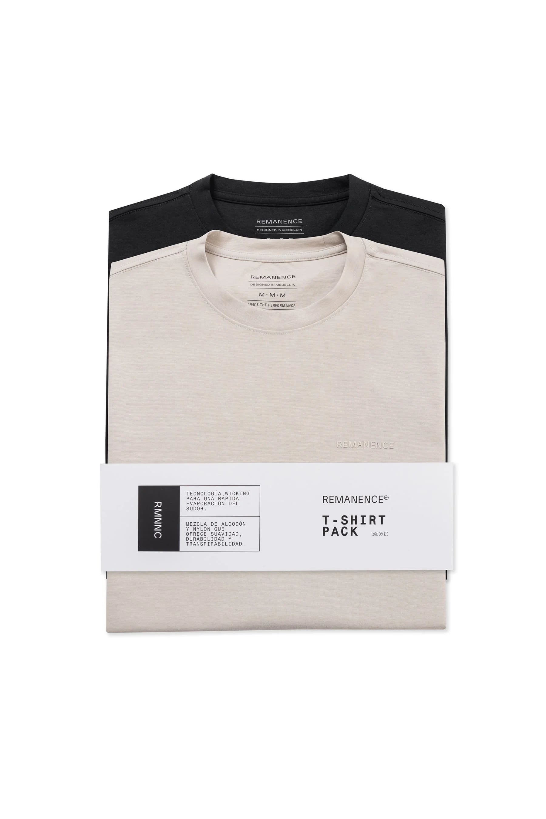 Camisetas Peak Negro y Arena en combo para hombre