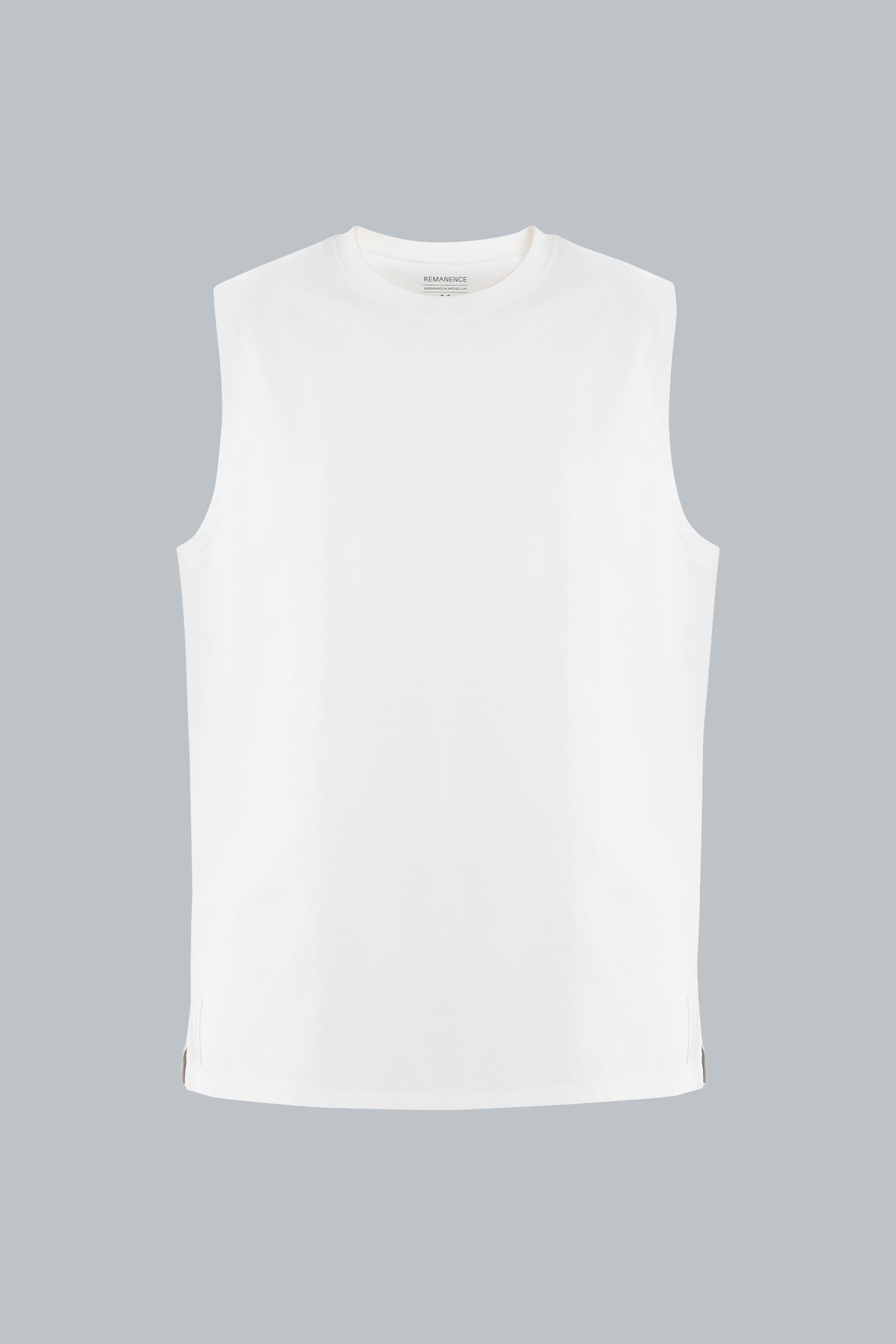 Camiseta blanca sin manga para hombre Cobalt vista frontal