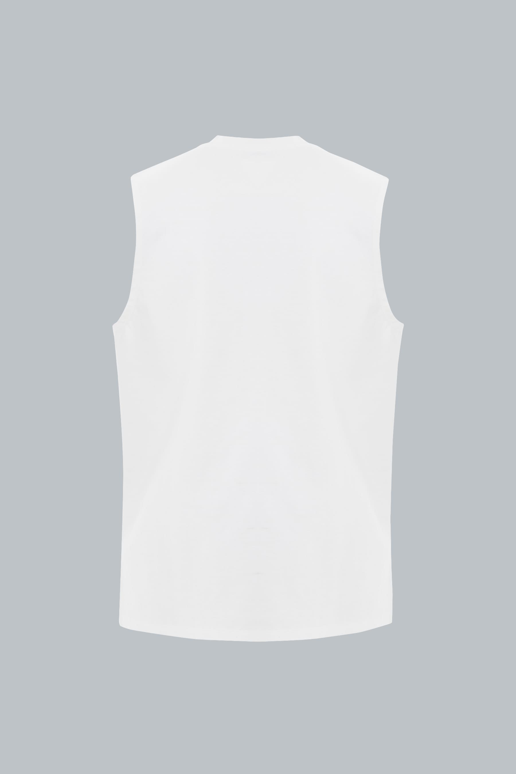 Camiseta blanca sin manga para hombre Cobalt vista posterior